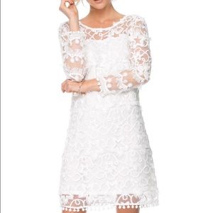 Backless sleeved lace dress